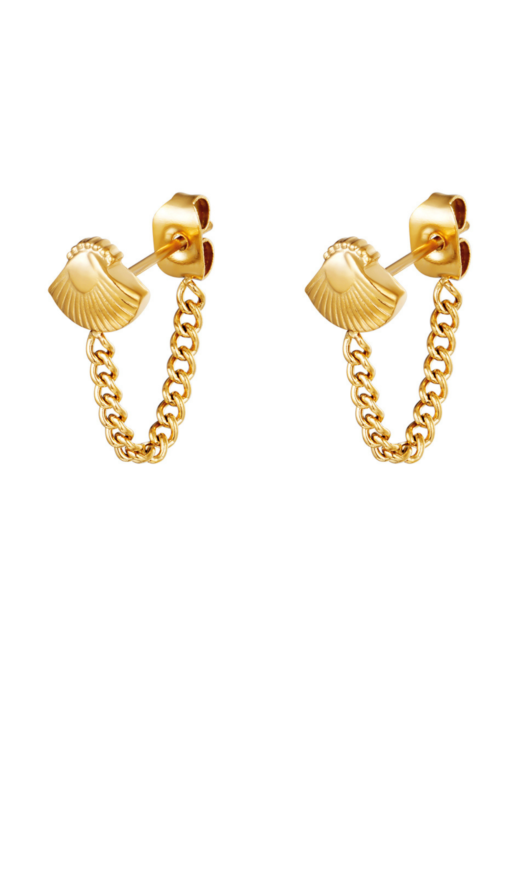 Gouden stainless steel oorbellen met schelpjes