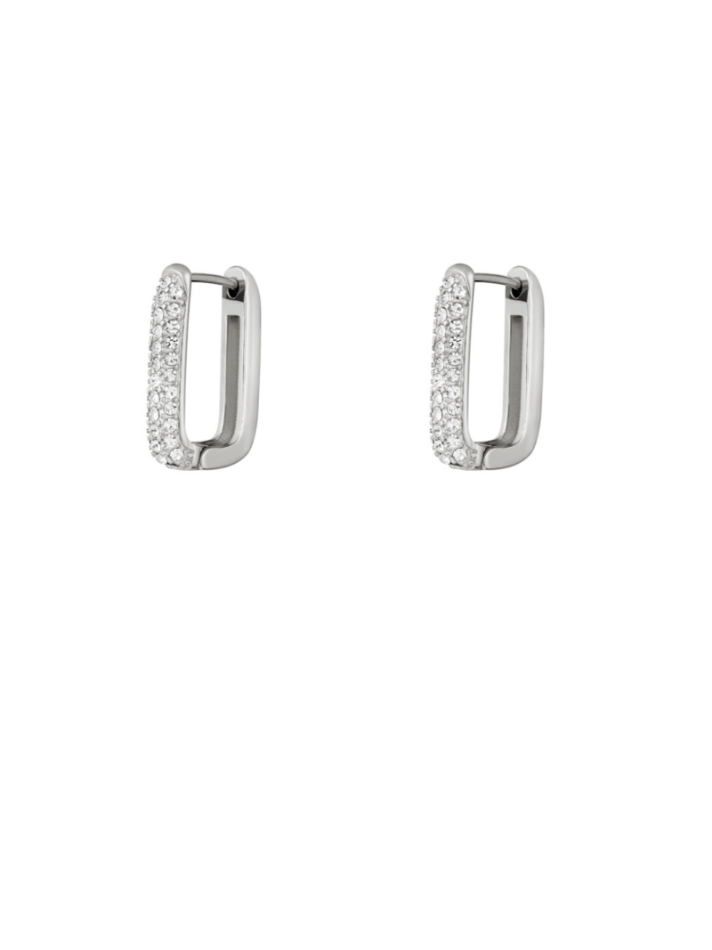 Rechthoekige stainless steel oorbellen met diamantjes