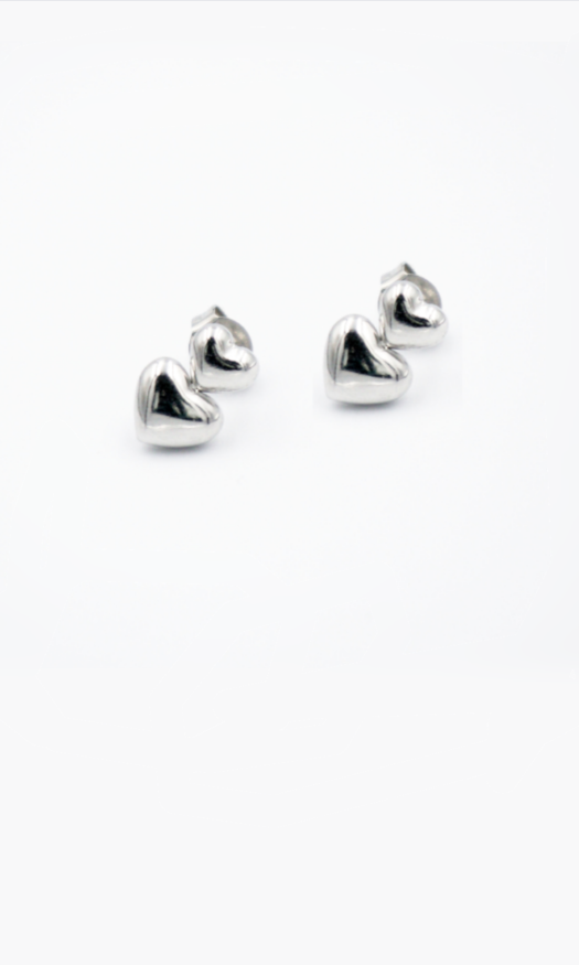 Zilveren oorbellen van stainless steel met hartjes