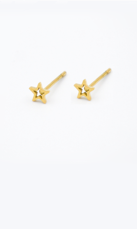 Gouden oorstekers van stainless steel met een sterretje