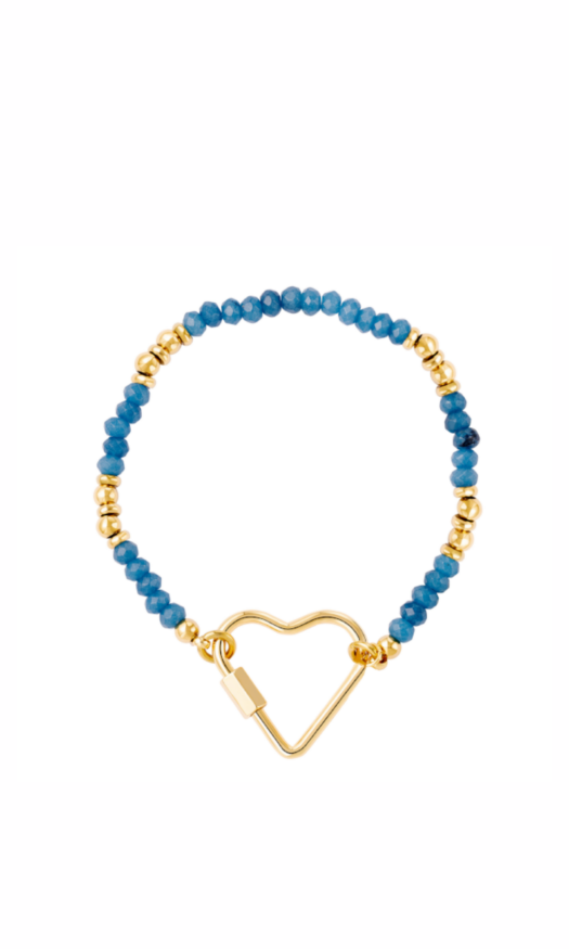 Blauwe kralen armband met gouden sluiting