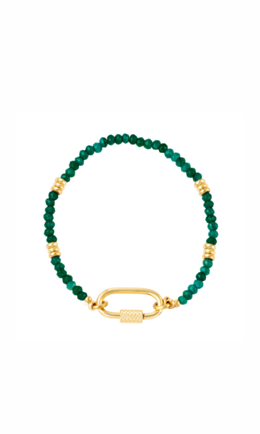 Donker groene kralen armband met gouden sluiting