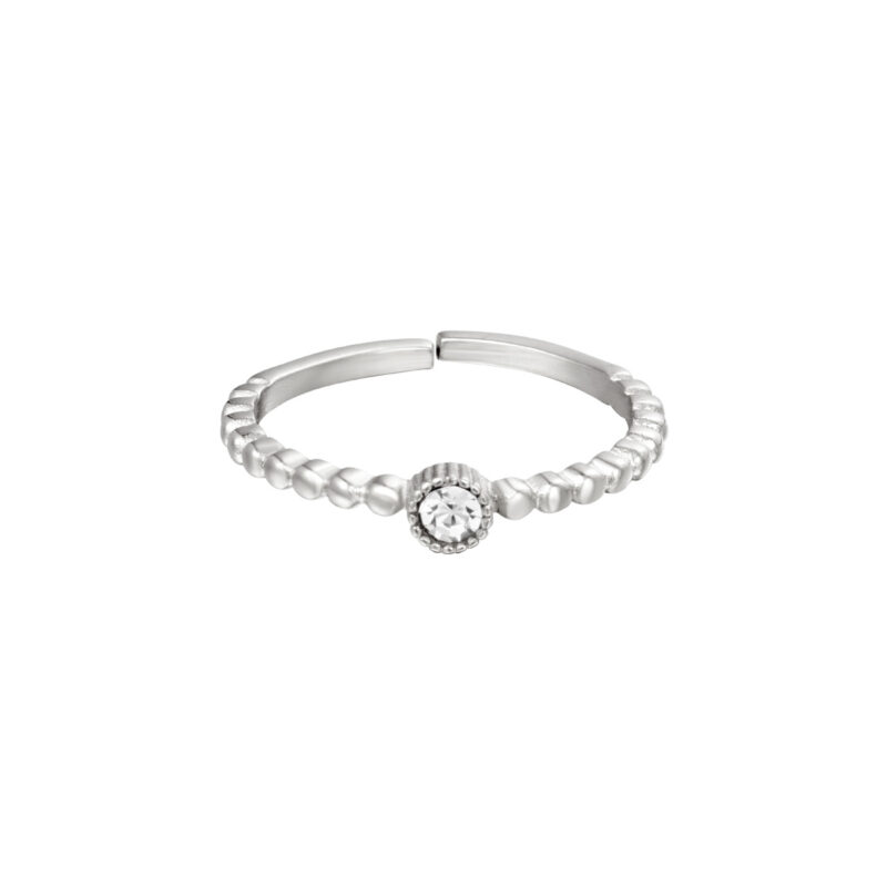 Zilveren stainless steel ring met diamantje