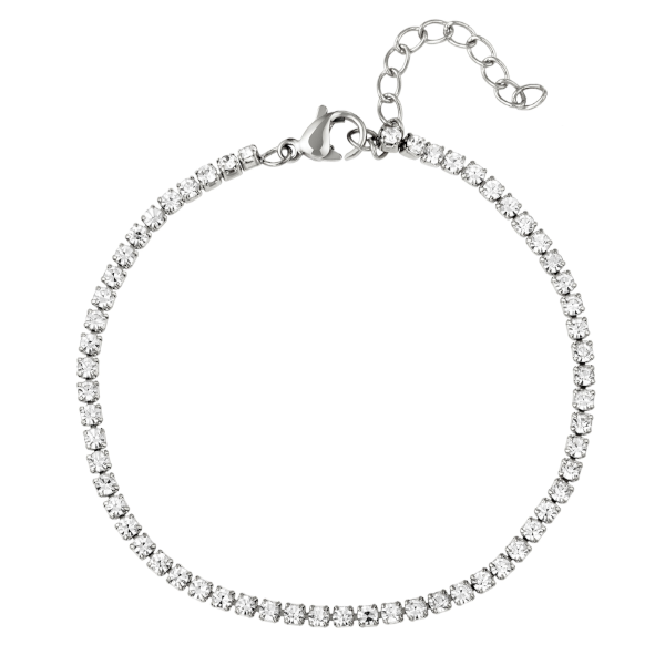 Zilveren stainless steel armband met diamantjes