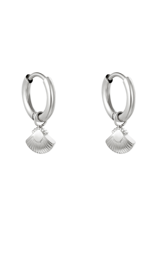 Zilveren stainless steel oorbellen met schelpjes