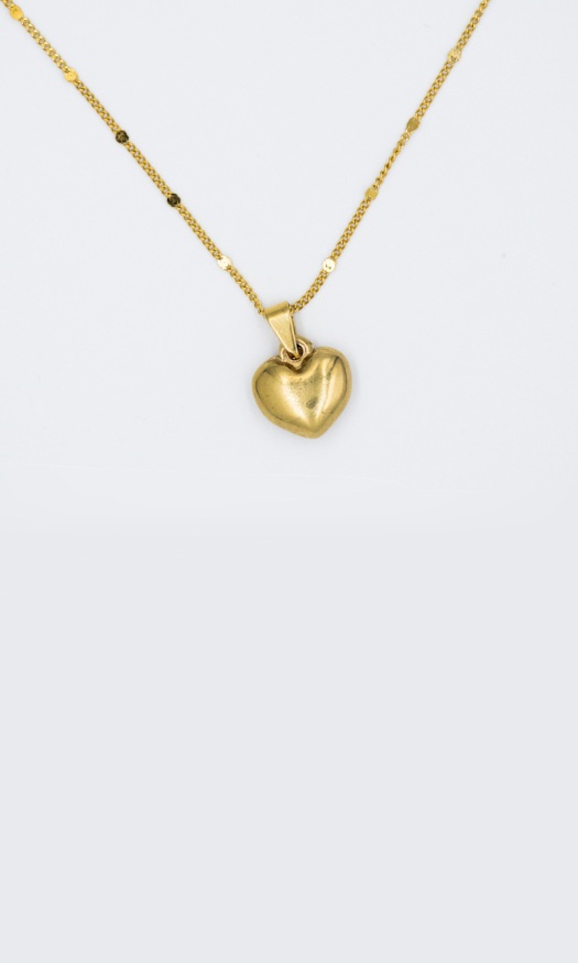 Gouden stainless steel ketting met een gouden stainless steel hartje als bedel