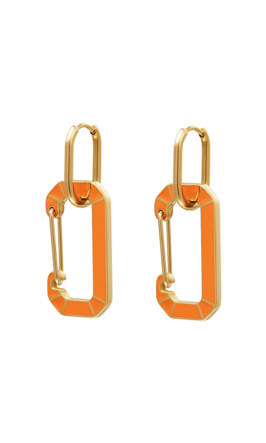 Oranje met gouden stainless steel oorbellen