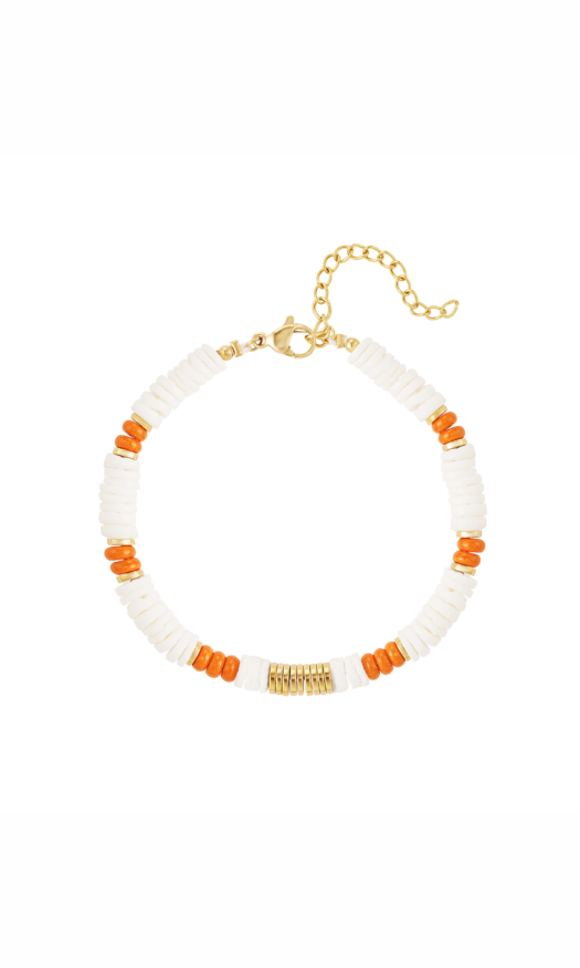 Oranje met witte gouden stianless steel armband