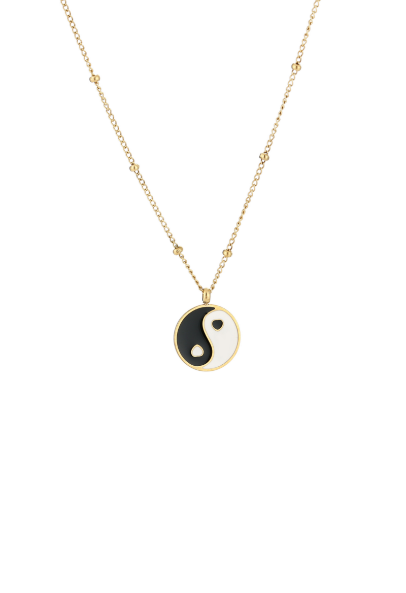 Gouden ketting met een yin yang hanger