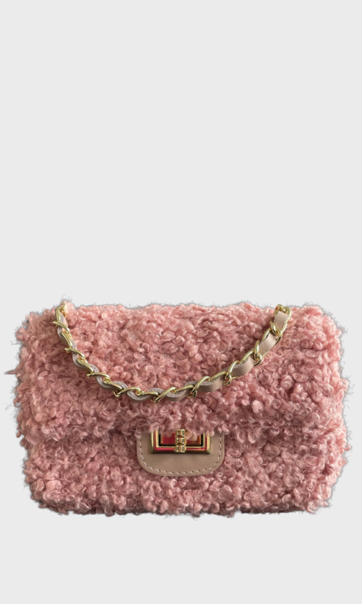 Roze teddy tas met gouden hardware