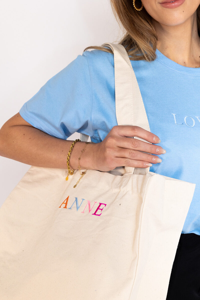 Gepersonaliseerde canvas tas met naam