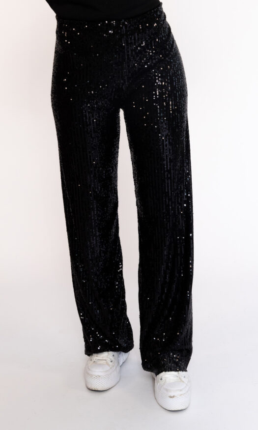 Zwarte glitter broek met pailletten