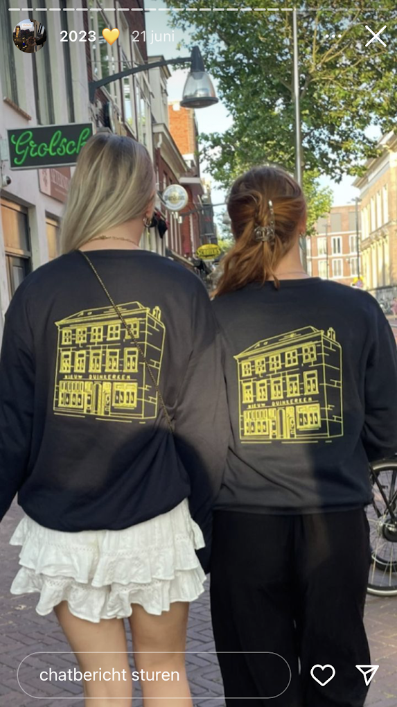 gepersonaliseerde studentenvereniging truien met lijntekening van studentenhuis