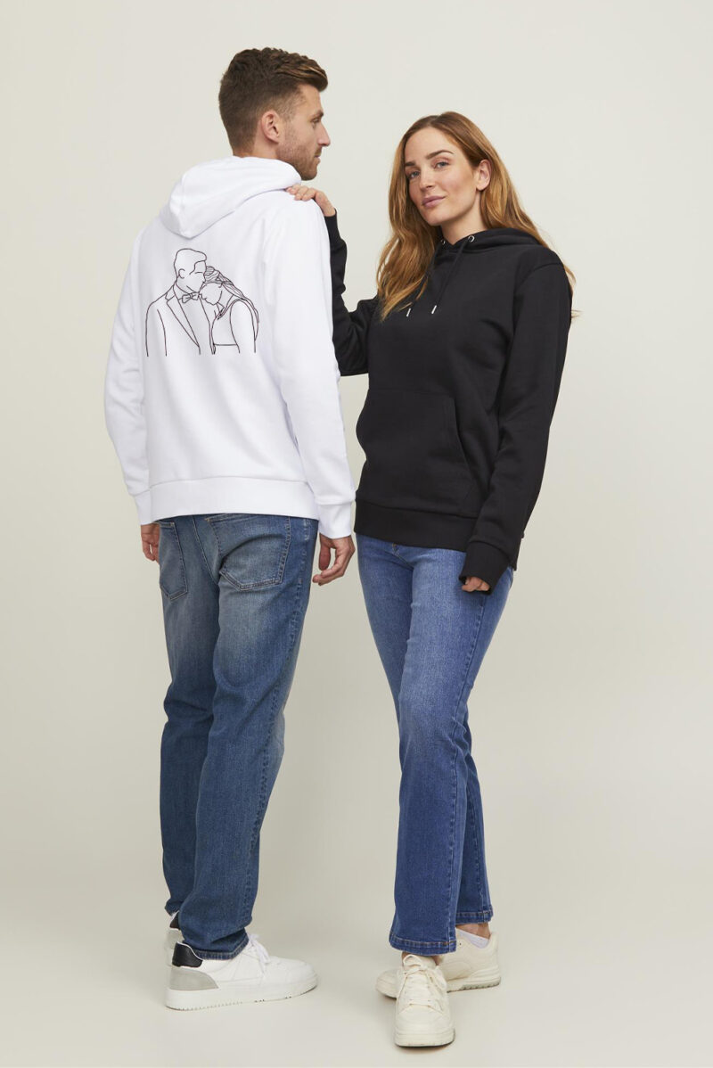 Vaderdag Gepersonaliseerde hoodie lijntekening van je eigen foto - Afbeelding 2