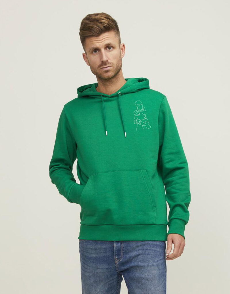 Vaderdag Gepersonaliseerde hoodie lijntekening van je eigen foto borst