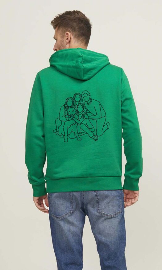 Vaderdag Gepersonaliseerde hoodie lijntekening van je eigen foto
