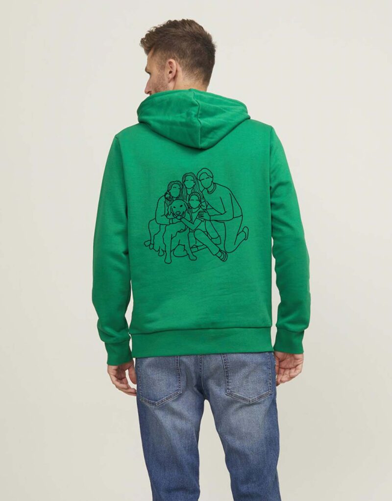 Vaderdag Gepersonaliseerde hoodie lijntekening van je eigen foto