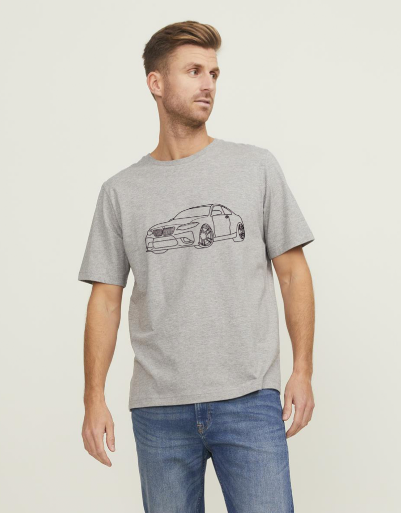 Vaderdag Gepersonaliseerd T-shirt auto lijntekening van je eigen foto